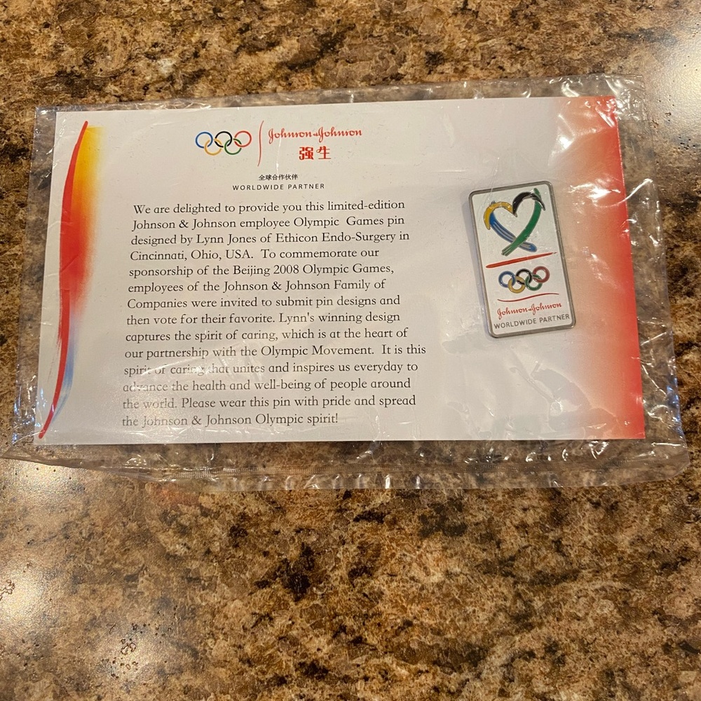 Beijing Olympics pin.  In sealed plastic.  Never opened